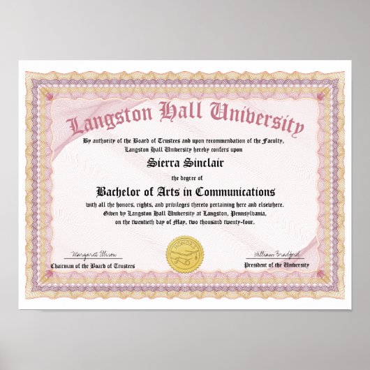 Honours College of Universiteit Diploma Replica Poster (Voorkant)