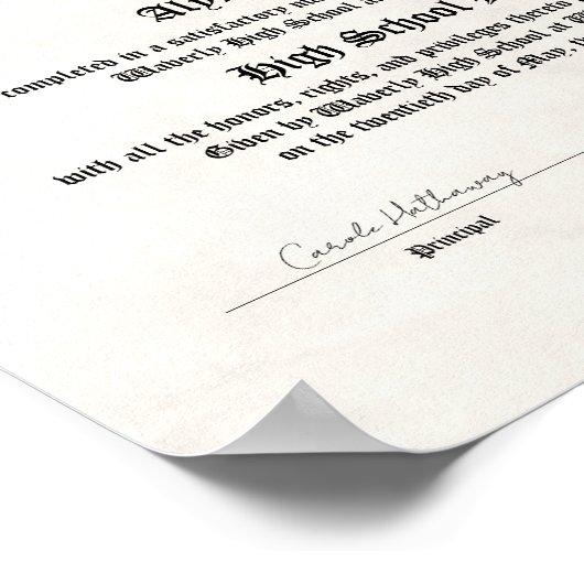 Honours High School Diploma Replica Poster (Hoek)