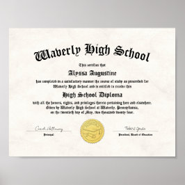 Honours High School Diploma Replica Poster