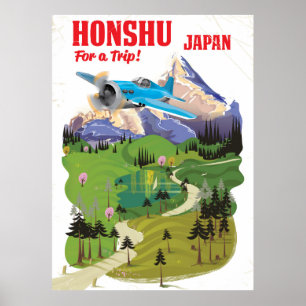 Honshu Japan vintage vintage stijl reisposter Poster