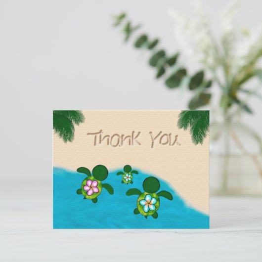 Honu Baby BOY Zee SCHILDPAD Bedankt Jongens Blauw  Briefkaart (Staand voorkant)