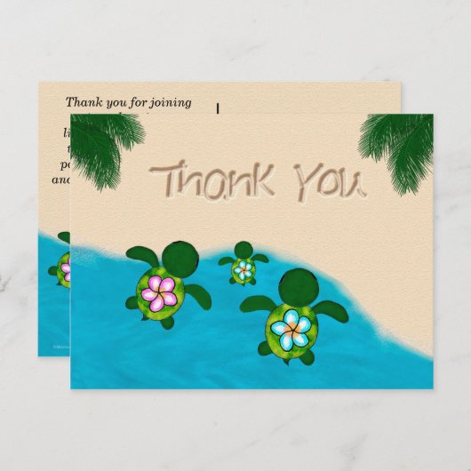 Honu Baby BOY Zee SCHILDPAD Bedankt Jongens Blauw  Briefkaart (Voorkant / Achterkant)