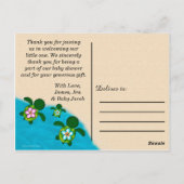 Honu Baby BOY Zee SCHILDPAD Bedankt Jongens Blauw Briefkaart (Achterkant)