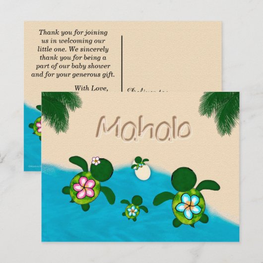 Honu Baby BOY Zee SCHILDPAD Bedankt Jongens Blauw  Briefkaart (Voorkant / Achterkant)