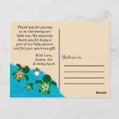 Honu Baby BOY Zee SCHILDPAD Bedankt Jongens Blauw  Briefkaart (Achterkant)