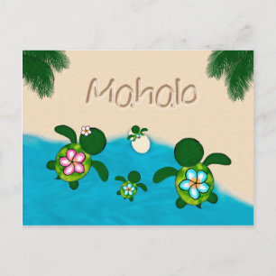 Honu Baby BOY Zee SCHILDPAD Bedankt Jongens Blauw  Briefkaart