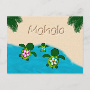 Honu Baby BOY Zee SCHILDPAD Bedankt Jongens Blauw Briefkaart