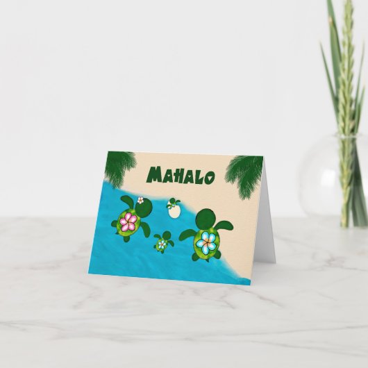 Honu BOY Baby Zee SCHILDPAD Dank u Familie Blauw 2 Bedankkaart (Voorkant)