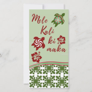Honu en Hibiscus Mele Kalikimaka Hoge Kaart