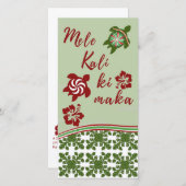 Honu en Hibiscus Mele Kalikimaka Hoge Kerstkaart (Voorkant / Achterkant)