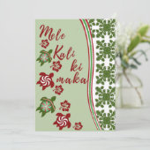 Honu en Hibiscus Mele Kalikimaka Wenskaart Feestdagenkaart (Staand voorkant)