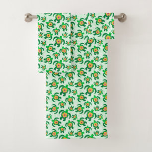 Honu Green Zee Turtles Hibiscus Flowers Bad Handdoek