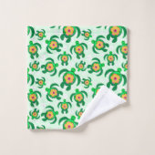 Honu Green Zee Turtles Hibiscus Flowers Bad Handdoek (Wasdoekje)