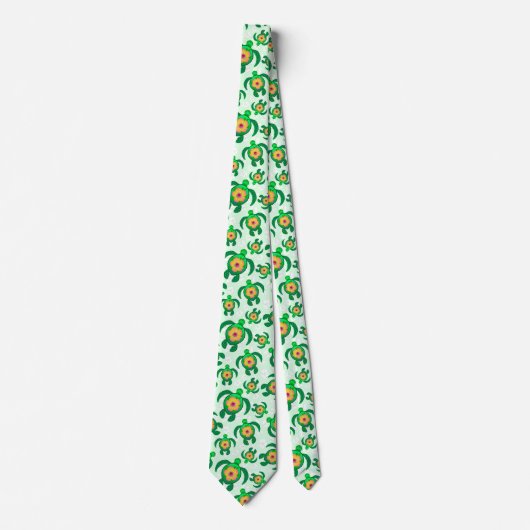 Honu Green Zee Turtles Hibiscus Flowers Stropdas (Voorkant)