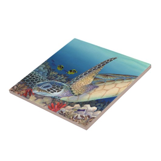 Honu (Groene Zee schildpad) Tegeltje (Zijkant)