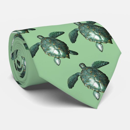 Honu - Groene Zee Turtle Stropdas (Opgerold)