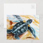 Honu Hatchling (Groene Zee schildpad) Briefkaart (Voorkant / Achterkant)