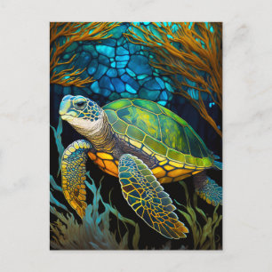 Honu Haven Glas in lood Water Briefkaart
