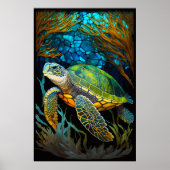 Honu Haven Glas in lood Water Poster (Voorkant)