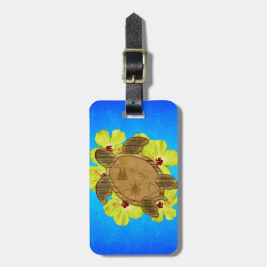 Honu Hawaiian Nautical Map Bagagelabel (Voorkant verticaal)