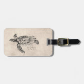 Honu Hawaiian Zee Turtle on  Parchment Bagagelabel (Voorkant horizontaal)