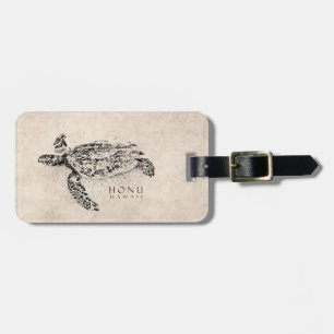 Honu Hawaiian Zee Turtle on  Parchment Bagagelabel