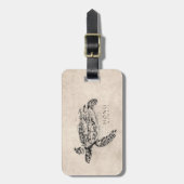Honu Hawaiian Zee Turtle on  Parchment Bagagelabel (Voorkant verticaal)