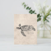 Honu Hawaiian Zee Turtle on  Parchment Briefkaart (Staand voorkant)