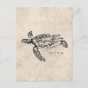 Honu Hawaiian Zee Turtle on  Parchment Briefkaart