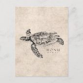 Honu Hawaiian Zee Turtle on  Parchment Briefkaart (Voorkant)