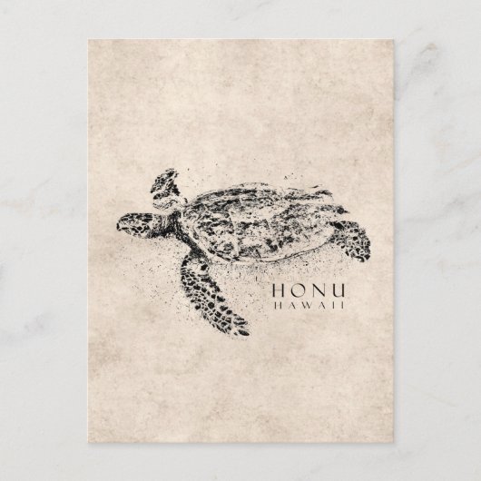Honu Hawaiian Zee Turtle on  Parchment Briefkaart (Voorkant)