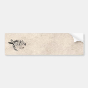 Honu Hawaiian Zee Turtle on Parchment Bumpersticker