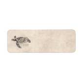 Honu Hawaiian Zee Turtle on Parchment Etiket (Voorkant)