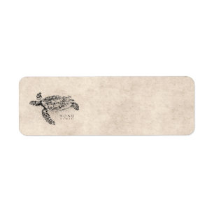 Honu Hawaiian Zee Turtle on  Parchment Etiket