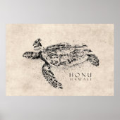 Honu Hawaiian Zee Turtle on  Parchment Poster (Voorkant)