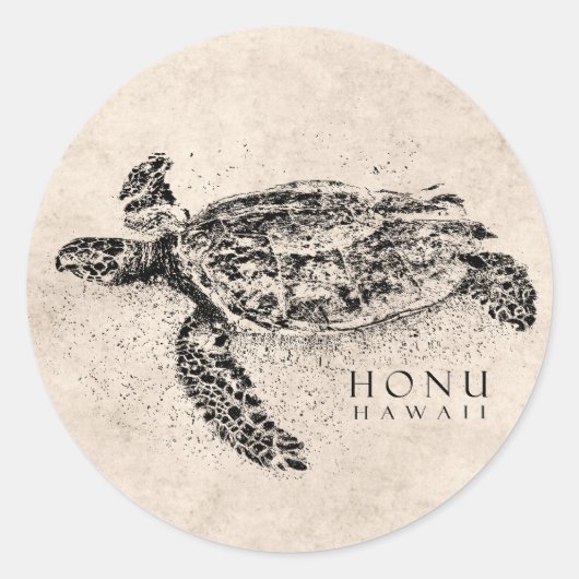 Honu Hawaiian Zee Turtle on  Parchment Ronde Sticker (Voorkant)