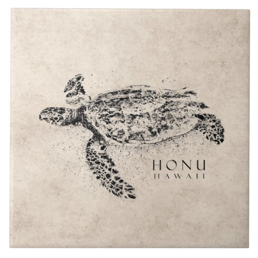 Honu Hawaiian Zee Turtle on Parchment Tegeltje (Voorkant)