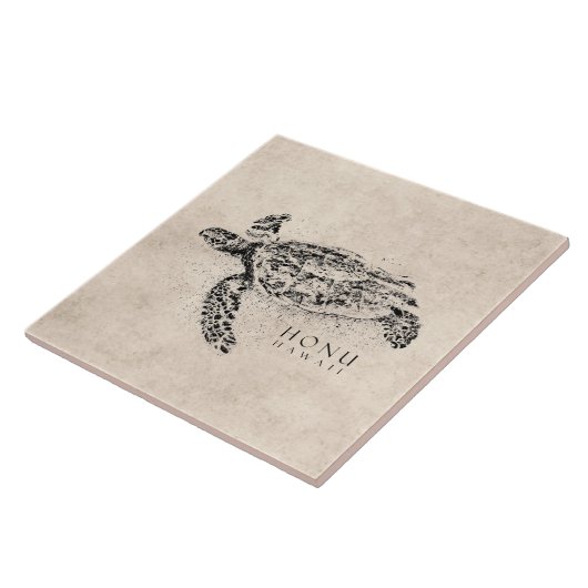 Honu Hawaiian Zee Turtle on  Parchment Tegeltje (Zijkant)