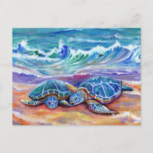 Honu Knuffels en Liefde op het strand Hawaiian Bri Briefkaart