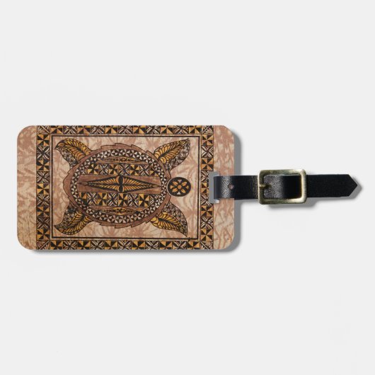 Honu Primitive Hawaiian Tattoo Tapa Bagagelabel (Voorkant horizontaal)