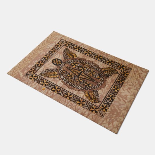 Honu Primitive Hawaiian Tattoo Tapa Deurmat (Schuin)