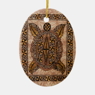 Honu Primitive Hawaiian Tattoo Tapa Keramisch Ornament