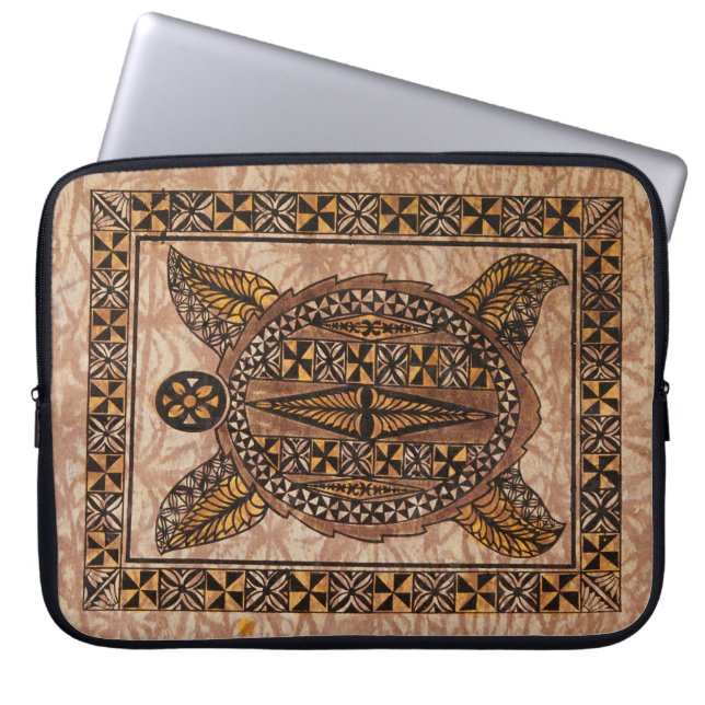 Honu Primitive Hawaiian Tattoo Tapa Wetsuit Laptop Sleeve (Voorkant)
