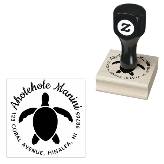 Honu Ronde Hawaïaanse retour adres stempel aanpass (Gestempeld)
