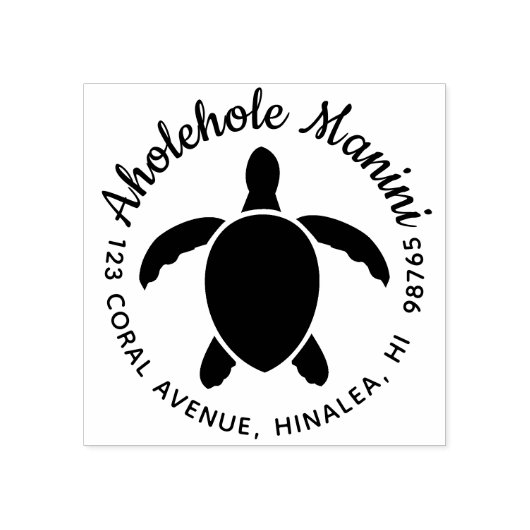 Honu Ronde Hawaïaanse retour adres stempel aanpass (Afrduk)