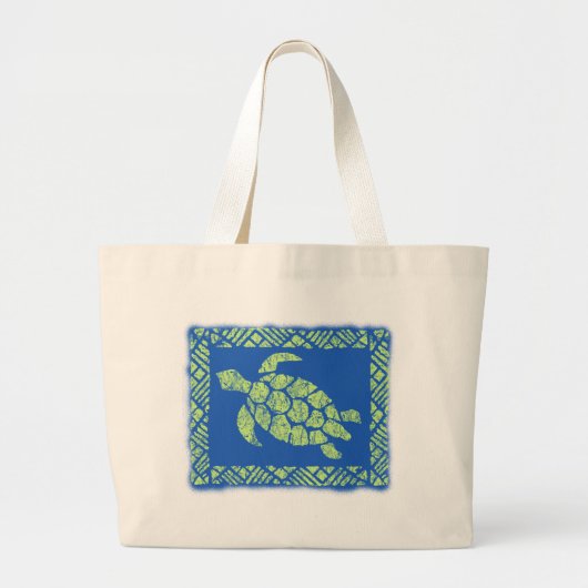 Honu Tapa Hawaiian Beach Bag Grote Tote Bag (Voorkant)