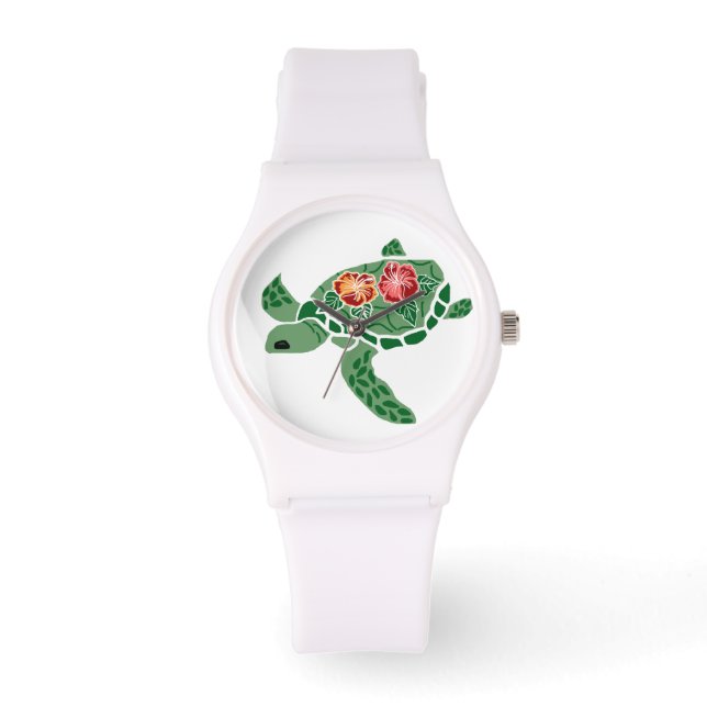 Honu zee schildpad met hibiscus horloge (Voorkant)
