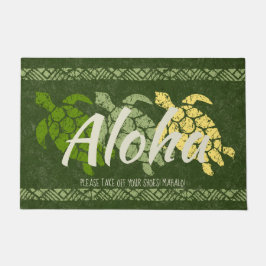Honu Zee Triple Turtle Hawaiian Tapa Olive Deurmat