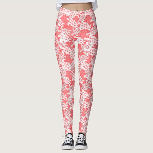 Honu Zee Turtle Hawaiian Aloha Guava Leggings (Voorkant)