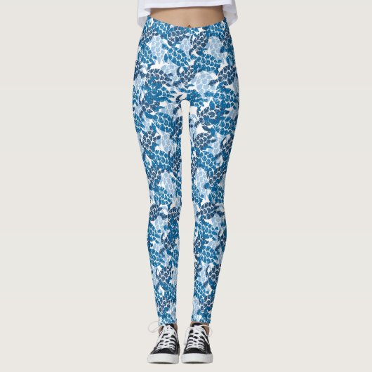 Honu Zee Turtle Hawaiian Aloha Indigo Blue Leggings (Voorkant)